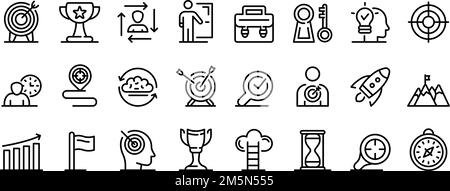Mission icons set. Outline set of mission vector icons for web design isolated on white background Stock Vector