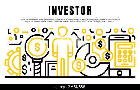 Investor banner. Outline illustration of investor vector banner for web design Stock Vector