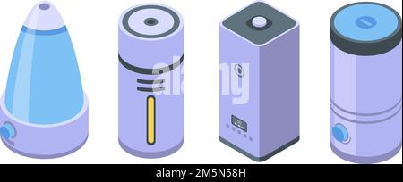 Humidifier icons set. Isometric set of humidifier vector icons for web design isolated on white background Stock Vector