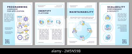Choosing right programming language blue gradient brochure template Stock Vector