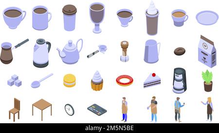 Barista icons set. Isometric set of barista vector icons for web design isolated on white background Stock Vector