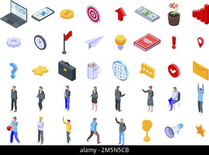 Entrepreneur icons set. Isometric set of entrepreneur vector icons for web design isolated on white background Stock Vector