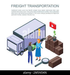 Freight transportation concept banner. Isometric illustration of freight transportation vector concept banner for web design Stock Vector