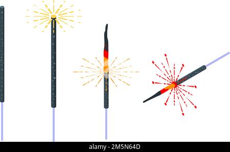 Sparkler icons set. Isometric set of sparkler vector icons for web design isolated on white background Stock Vector