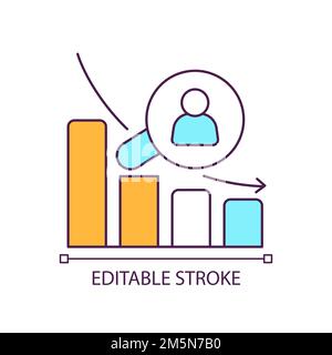 Customers amount decrease RGB color icon Stock Vector