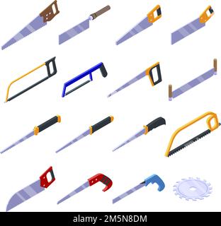 Saw icons set. Isometric set of saw vector icons for web design isolated on white background Stock Vector