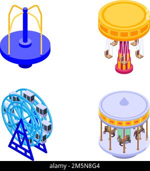Carousel icons set. Isometric set of carousel vector icons for web design isolated on white background Stock Vector