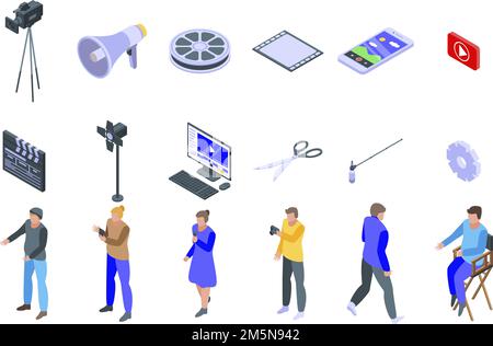 Clip maker icons set. Isometric set of clip maker vector icons for web design isolated on white background Stock Vector