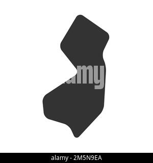 New Jersey state of United States of America, USA. Simplified thick black silhouette map with rounded corners. Simple flat vector illustration Stock Vector