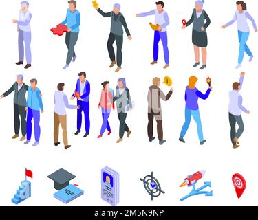 Mentor icons set. Isometric set of mentor vector icons for web design isolated on white background Stock Vector