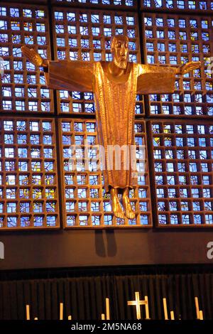 Statue of Jesus Christ by German sculptor Karl Hemmeter in the Kaiser Wilhelm Memorial Church (Kaiser-Wilhelm-Gedächtniskirche), Berlin, Germany Stock Photo