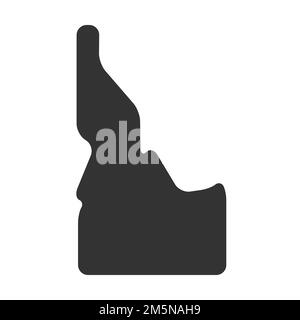 Idaho state of United States of America, USA. Simplified thick black silhouette map with rounded corners. Simple flat vector illustration Stock Vector