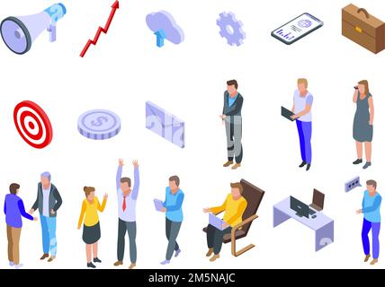 Outsource icons set. Isometric set of outsource vector icons for web design isolated on white background Stock Vector