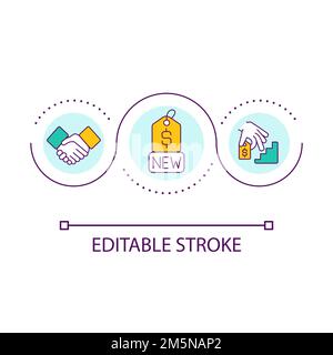 Gradual price increasement loop concept icon Stock Vector