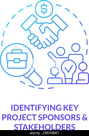 Identifying key project sponsors blue gradient concept icon Stock Vector