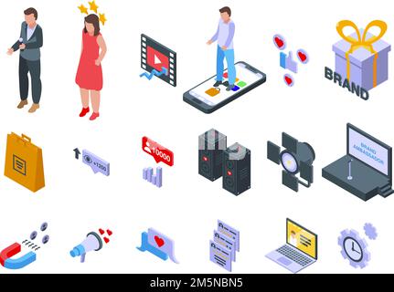Brand ambassador icons set. Isometric set of brand ambassador vector icons for web design isolated on white background Stock Vector
