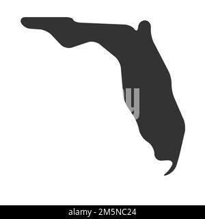 Florida state of United States of America, USA. Simplified thick black silhouette map with rounded corners. Simple flat vector illustration Stock Vector