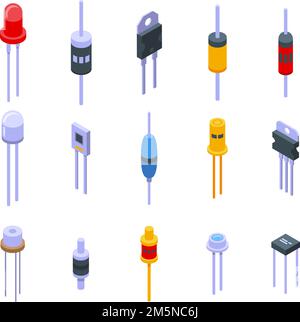 Diode icons set. Isometric set of diode vector icons for web design isolated on white background Stock Vector