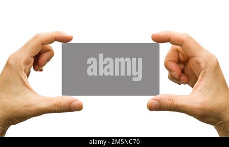 hands holding a blank tag Stock Photo