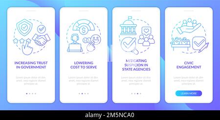 Public service delivery changes blue gradient onboarding mobile app screen Stock Vector