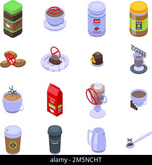 Decaffeinated coffee icons set. Isometric set of decaffeinated coffee vector icons for web design isolated on white background Stock Vector