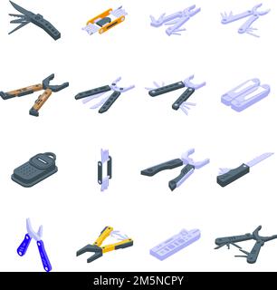 Multitool icons set. Isometric set of multitool vector icons for web design isolated on white background Stock Vector