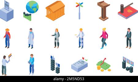 Democracy icons set. Isometric set of democracy vector icons for web design isolated on white background Stock Vector