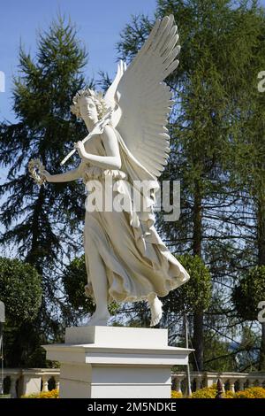 Floating Victoria sculpture, goddess of Victory, in the palace gardens ...