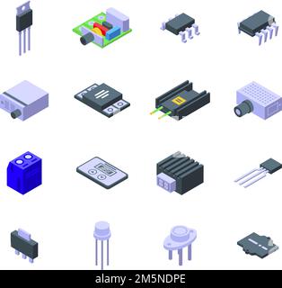 Voltage regulator icons set. Isometric set of voltage regulator vector icons for web design isolated on white background Stock Vector