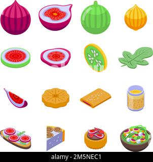 Figs icons set. Isometric set of figs vector icons for web design isolated on white background Stock Vector