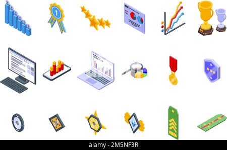 Ranking icons set. Isometric set of ranking vector icons for web design isolated on white background Stock Vector