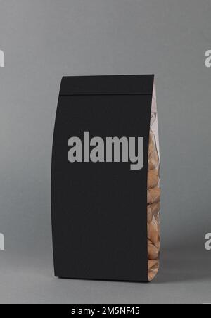 Pasta pack with label for mock up on gray background Stock Photo