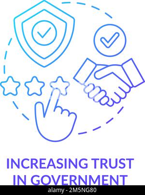 Increasing trust in government blue gradient concept icon Stock Vector