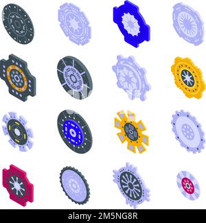 Clutch icons set. Isometric set of clutch vector icons for web design isolated on white background Stock Vector