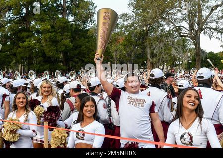 Winter Park, United States. 29th Dec, 2022. The Florida State University cheerleaders perform at a battle of the bands with the University of Oklahoma before the Cheez-It Bowl in Winter Park, Florida. (Photo by Paul Hennessy/SOPA Images/Sipa USA) Credit: Sipa USA/Alamy Live News Stock Photo