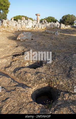 Ancient water collection system, Torre d'en Galmes, Menorca, Spain Stock Photo