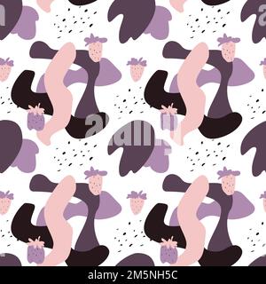 Modern stylish abstract pattern with strawberry. Seamless fashion ornament Stock Vector