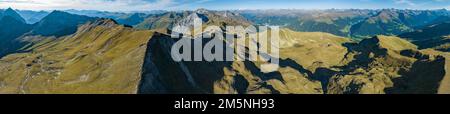 View from the Choerbschhorn towards Arosa and Davos, aerial view, Grisons, Switzerland Stock Photo