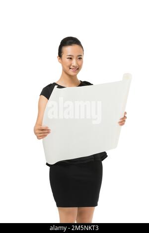 Female architect with drawings Stock Photo