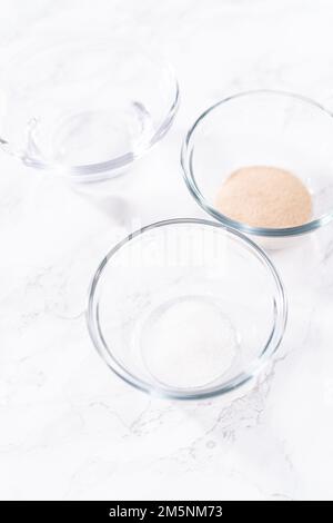 Activating dry yeast Stock Photo