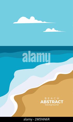 Tropical landscape of coast beautiful sea shore beach on good sunny day flat vector illustration Stock Vector