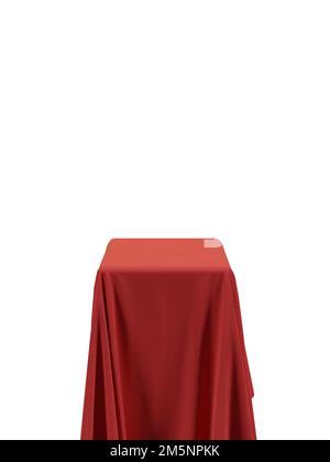 Red fabric covering a cube or rectangular shape Stock Vector