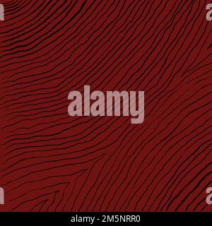 Curved lines hand drawing abstract texture illustration on burgundy background. Stock Photo