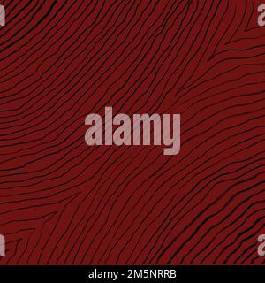 Curved lines hand drawing abstract texture illustration on burgundy background. Stock Photo