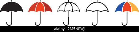 A vector set of different umbrellas on white background Stock Vector
