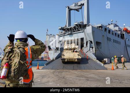 Beginning in late February, the 1st Armored Brigade Combat Team, 1st Armored Division, from Fort Bliss, Texas, began arriving in Korea as the next rotational armored brigade combat team to support 2nd Infantry Division/ROK-US Combined Division and Eighth Army. Stock Photo