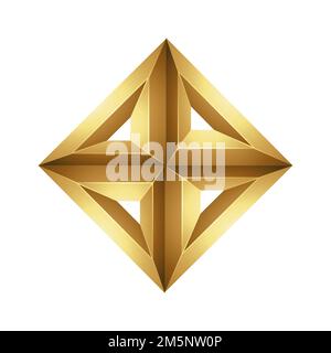 Golden Embossed Diamond Made of Triangles on a Black Background Stock ...