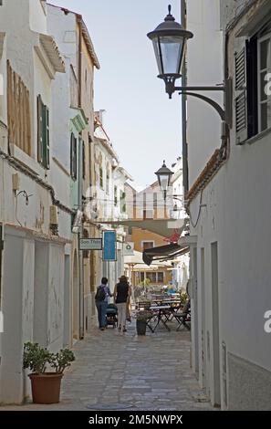 Old Town Street in Mao, Mahon, Menorca, Spain Stock Photo