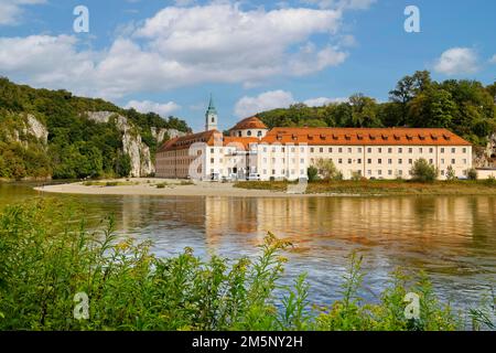 Weltenburg Monastery, Benedictine Abbey of St. George, near the Danube breakthrough, also known as the Weltenburg Narrows, in a Danube loop in Stock Photo