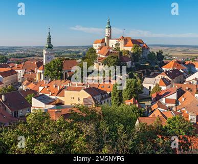 Old town centre and castle, Mikulov, Czech Republic Stock Photo